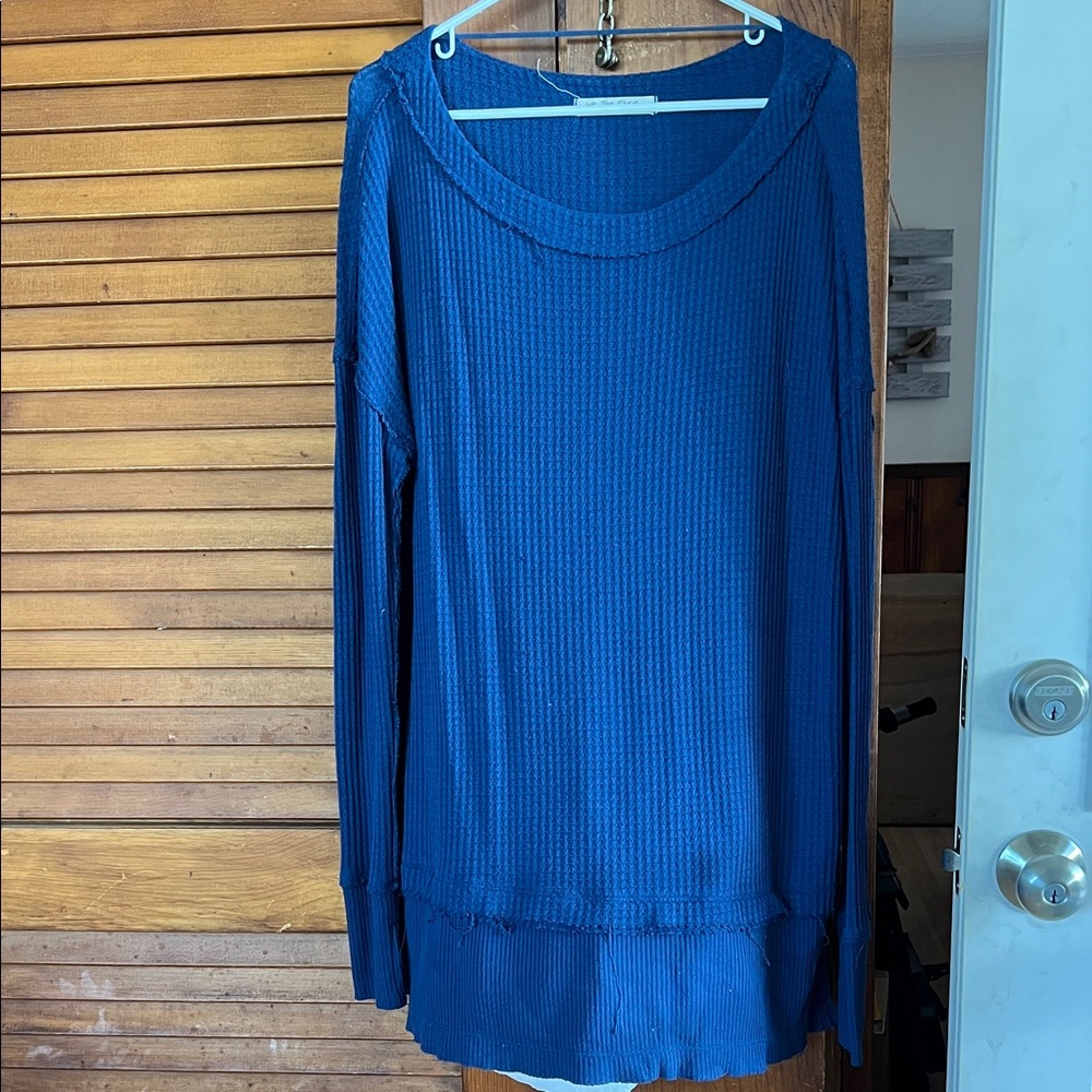 We The Free Blue Textured Long Sleeve Shirt